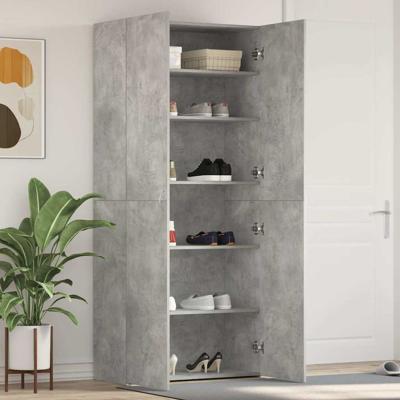 Schoenenkast met plank Grijs 80 x 35.5 x 180 cm Bewerkt hout