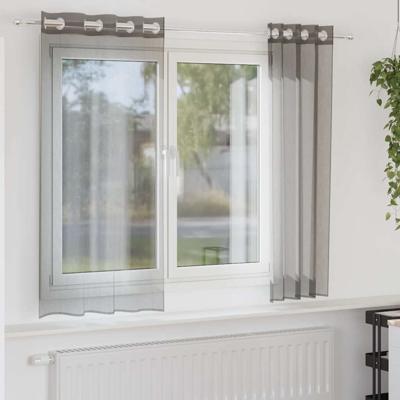 Gordijnen voile met doorvoertules 2 st 140x175 cm donkergrijs