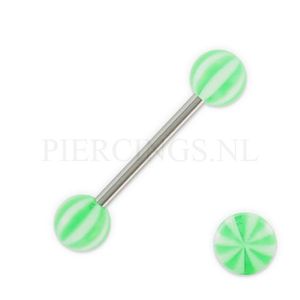 Tongpiercing acryl strandbal groen