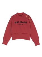 Balmain Kids sweat en coton à logo brodé - Rouge