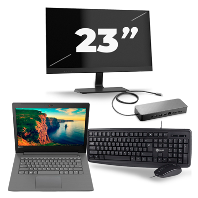 Lenovo V330-14IKB - Intel Core i3-8e Generatie - 14 inch - 8GB RAM - 256GB SSD - Windows 11 + 1x 23 inch Monitor