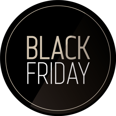 Rond zwarte Black Friday tapijt witte letters