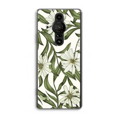 Wit bloemenpatroon: Sony Xperia Pro-I Transparant Hoesje
