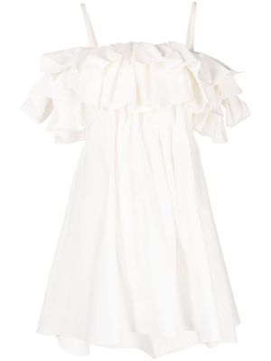 Goen.J robe volantée à épaules dénudées - Blanc