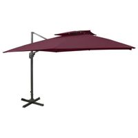 vidaXL Zweefparasol met dubbel dak 300x300 cm bordeauxrood - thumbnail