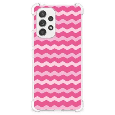 Samsung Galaxy A53 5G Doorzichtige Silicone Hoesje Waves Pink Samsung Galaxy A53 5G Doorzichtige Silicone Hoesje Waves Pink