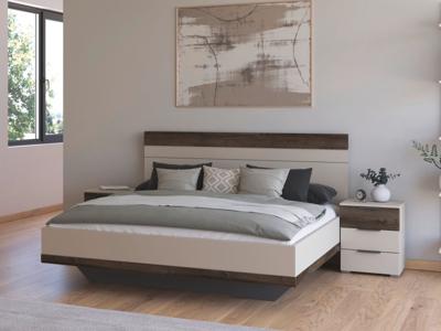 Bed met nachtkastjes SAJORIS 180x200 cm kasjmier/atlantische eik