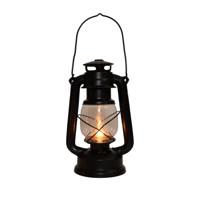 Solar stormlantaarn - zwart - 15 x 25 cm - metaal - vlameffect - stormlamp - tuinverlichting
