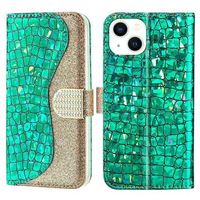 Croco Bling Series iPhone 14 Plus Portemonnee Hoesje - Groen