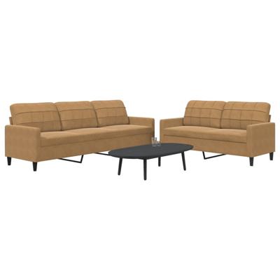 2-delige Loungeset met kussens fluweel bruin