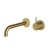 Hotbath Cobber X - Wastafelmengkraan - zonder Waste - Laag - Geborsteld Messing PVD - Inbouw - Messing - V01