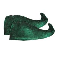 Elfen schoenenovertrekken - 1 paar - groen - volwassenen - Kerst thema verkleed accessoires