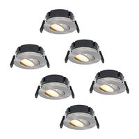 Set van 6 Napels LED inbouwspots extra plat - 8W 570lm - 2700K warm wit - Dimbaar - Rond - 360° Kantelbaar - IP65 waterdicht - RVS