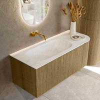 Badmeubel Mondiaz Kurve-Dlux | 115 cm cm | Meubelkleur Dusk | Wastafelkleur Opalo | Solid surface | Wasbak links zijde spoelbak | Zonder kraangat(en)