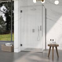 Fortifura Galeria Douchecabine - 100x100x200cm - scharnieren - deurgreep - stabilisatiestang - helder geribbeld - veiligheidsglas - Geborsteld gunmetal (Antraciet) SW1208822/SW1122563/SW797907/SW797955