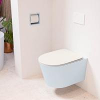 Wandcloset Mondiaz Lavie | Zonder spoelrand | Incl.Toiletzitting-Linen | Keramiek | Clay (licht grijs)