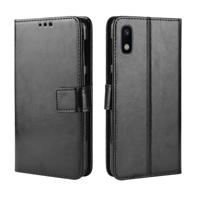 Retro Crazy Horse textuur horizontale Flip lederen case voor Galaxy A10e met houder & kaartsleuven & fotolijstjes (zwart)