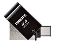 Usb stick 3.1 philips 2in1 usb-a 32gb zwart