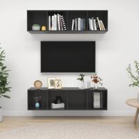 Tv-wandmeubelen 2 st bewerkt hout hoogglans grijs