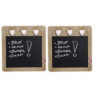 3x Houten schoolborden schrijfborden/memoborden met hartjes 28 x 29 cm