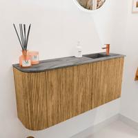 Toiletmeubel Mondiaz Joya Dlux | 91.6 cm | Meubelkleur Oak | Faye wastafel Sombra Wasbak Rechts | 1 kraangat
