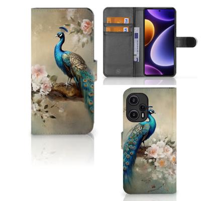 Telefoonhoesje | Met pasjeshouder | voor Xiaomi Poco F5 Vintage Pauwen