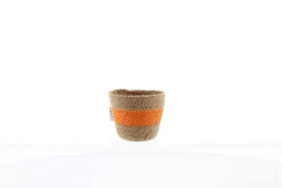 van der Leeden plantenmand seagrass 10x9cm naturel/oranje