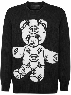 Philipp Plein pull à motif brodé en jacquard - Noir