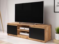 TV-meubel DELLING 2 deuren zwart/eik wotan met verlichting - thumbnail