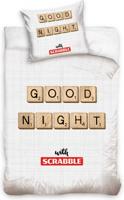 Scrabble - Dekbedovertrek - Eenpersoons wit 140 x 200 cm - 70 x 90 cm