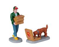 Top Pizza Delivery Set Of 2 Kerst - Lemax