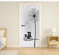 3d paardenbloem en fiets deursticker