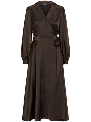 Polo Ralph Lauren robe portefeuille à coupe mi-longue - Marron