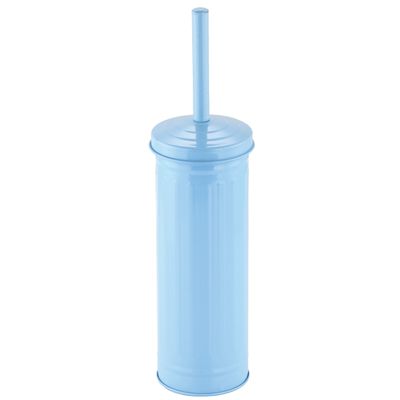 Toiletborstel in houder/wc-borstel - metaal - pastel blauw - 38 x 10 cm