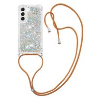Lunso - Samsung Galaxy S23 Plus - Telefoonhoes met koord - Glitter Zilver