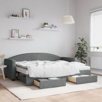Slaapbank onderschuifbed en lades 80x200 cm stof donkergrijs
