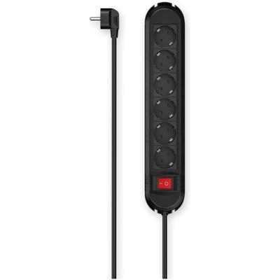 Hama Stekkerdoos, 6-voudig, schakelaar, wandmontage, 1,5 m Desktop accessoire Zwart