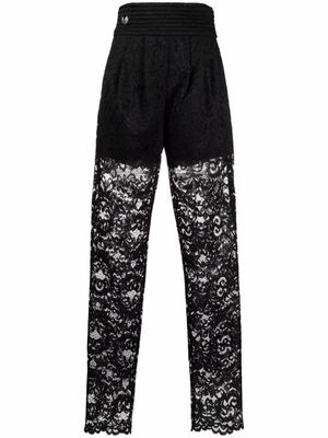 Philipp Plein pantalon droit en dentelle - Noir