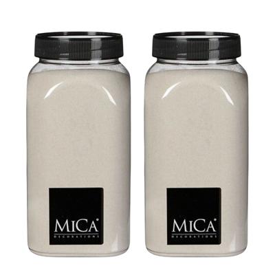 Mica Decorations decoratie zand - 2x - 1 kg - 650ml - creme wit - hobby zandkorrels