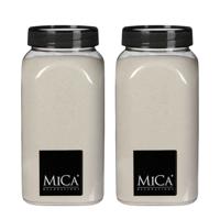 Mica Decorations decoratie zand - 2x - 1 kg - 650ml - creme wit - hobby zandkorrels