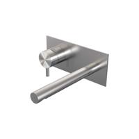 Brauer Brushed Edition Inbouw Wastafelmengkraan met Rechte Uitloop en Afdekplaat Model B2 RVS Geborsteld PVD