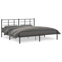 Bedframe met hoofdbord metaal zwart 193x203 cm