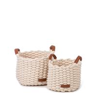 Korbo mand M wit, set van 2