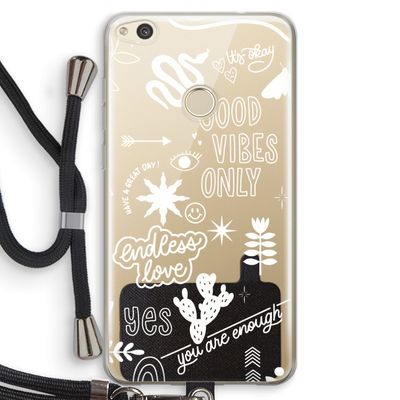 Good vibes: Huawei Ascend P8 Lite (2017) Transparant Hoesje met koord