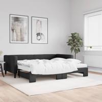 Slaapbank met onderschuifbed en matrassen 90x190 cm stof zwart