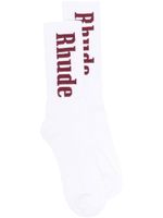 RHUDE chaussettes à logo en intarsia - Blanc