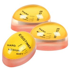 Benson Eierwekker - 3x - rood/geel - siliconen - kookwekker eieren - zacht/medium/hard - 6 x 4 cm