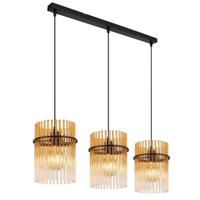 Globo Zwarte hanglampGorley met amberglas 3-lichts - 15698-3HA