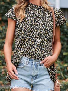 Casual Chiffon Small Floral Others Shirt