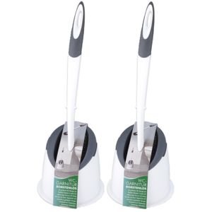 2x stuks hygienische wc-borstel/toiletborstel inclusief houder grijs/wit 41 cm van rubber